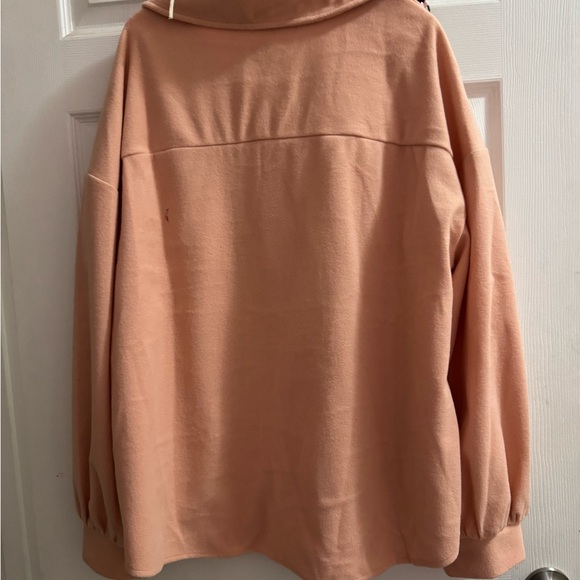 Peachy Pink Utility Jacket with Button-Up Style and Long Sleeves - Picture 2 of 2